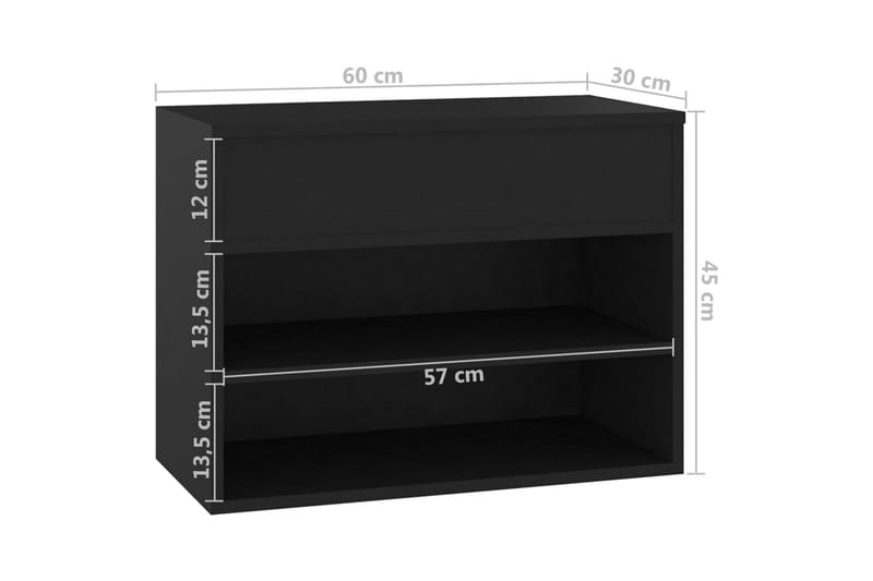 Skobänk svart 60x30x45 cm spånskiva - Svart - Hallförvaring - Skobänk & skohylla med bänk
