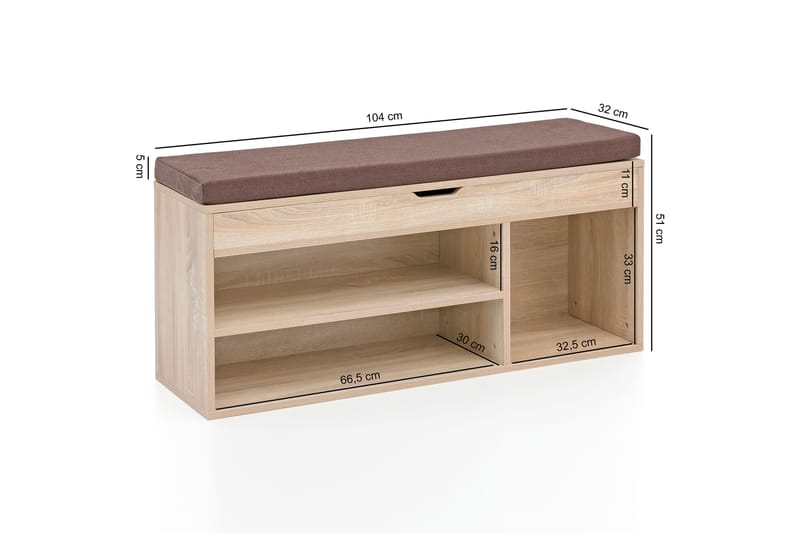 Skohylla Lisetta 104x32 cm - Trä|natur - Förvaring - Skoförvaring - Skohylla & skoställ