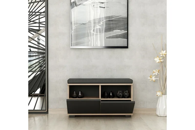 Drago Skoskåp 80 cm - Valnöt/Svart - Förvaring - Skoförvaring - Skoskåp