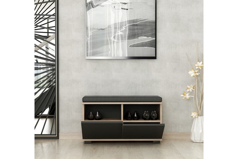 Drago Skoskåp 80 cm - Valnöt/Svart - Förvaring - Skoförvaring - Skoskåp