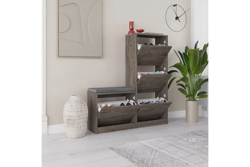 Dude Skoskåp 105 cm - Mörkbrun - Förvaring - Skoförvaring - Skoskåp