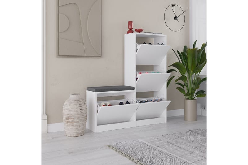 Dude Skoskåp 105 cm - Vit - Förvaring - Skoförvaring - Skoskåp