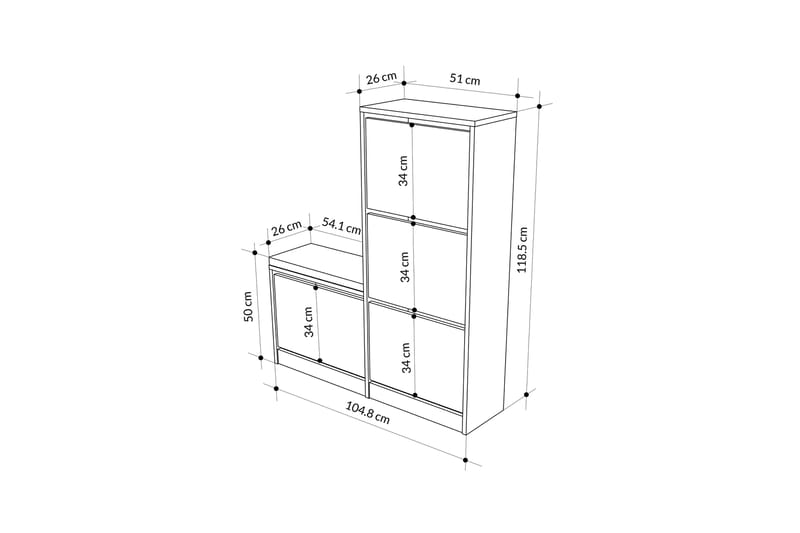 Skoskåp Dude 105 cm - Mörkbrun - Hallförvaring - Skoskåp - Förvaringsskåp