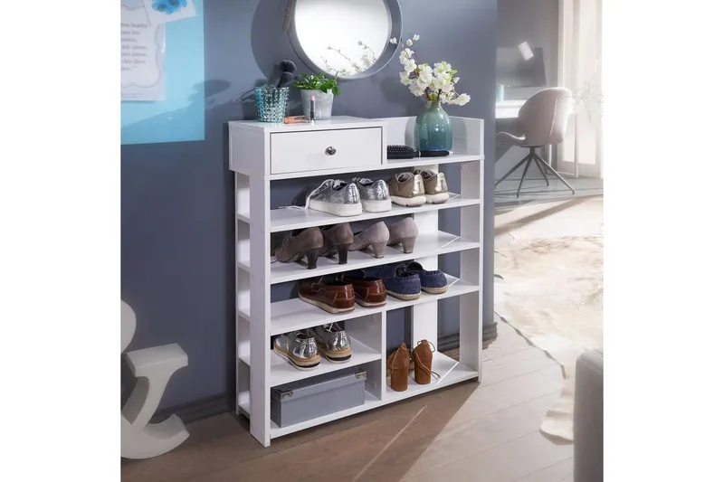 Skoskåp Wohnling Folierad spånskiva öppet rack 1 låda - Förvaring - Skoförvaring - Skohylla & skoställ