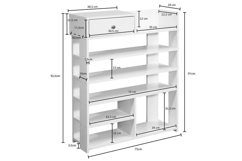 Skoskåp Wohnling Folierad spånskiva öppet rack 1 låda - Förvaring - Skoförvaring - Skohylla & skoställ