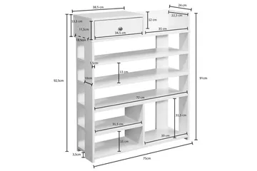 Skoskåp Wohnling Folierad spånskiva öppet rack 1 låda - Förvaring - Skoförvaring - Skohylla & skoställ