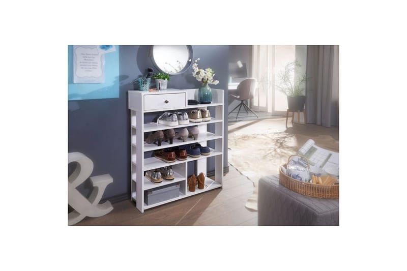 Skoskåp Wohnling Folierad spånskiva öppet rack 1 låda - Förvaring - Skoförvaring - Skohylla & skoställ