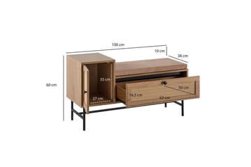 Skoskåp Wohnling Klädd Bänk Ekmönstrad Folie 1 Dörr 1 Låda - Förvaring - Skoförvaring - Skobänk & skohylla med bänk