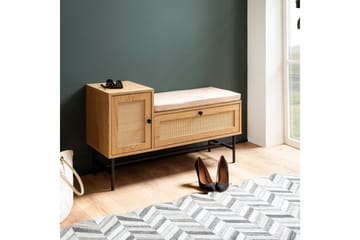 Skoskåp Wohnling Klädd Bänk Ekmönstrad Folie 1 Dörr 1 Låda - Förvaring - Skoförvaring - Skobänk & skohylla med bänk