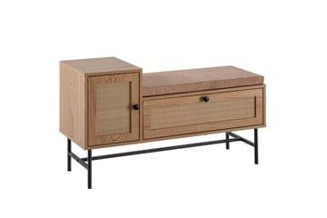 Skoskåp Wohnling Klädd Bänk Ekmönstrad Folie 1 Dörr 1 Låda - Förvaring - Skoförvaring - Skobänk & skohylla med bänk