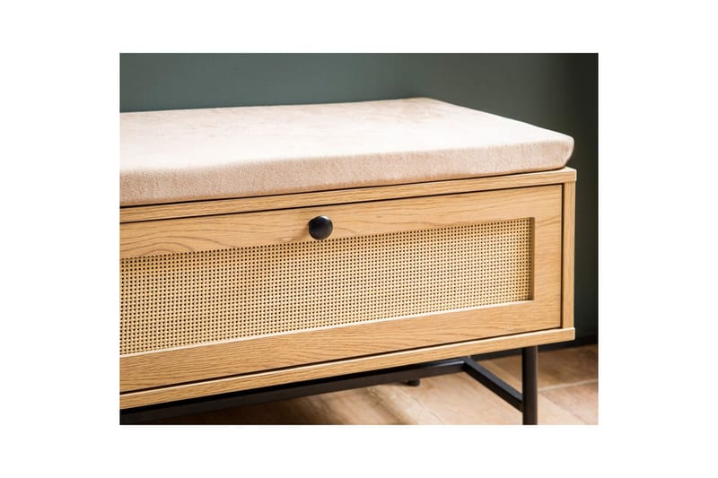 Skoskåp Wohnling Klädd Bänk Ekmönstrad Folie 1 Dörr 1 Låda - Förvaring - Skoförvaring - Skobänk & skohylla med bänk