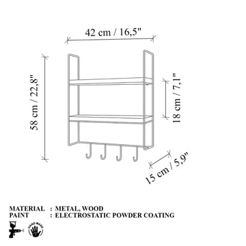 Alvorn Vägghylla 58x42 cm - Guld Och Natur - Förvaring - Småförvaring - Väggförvaring