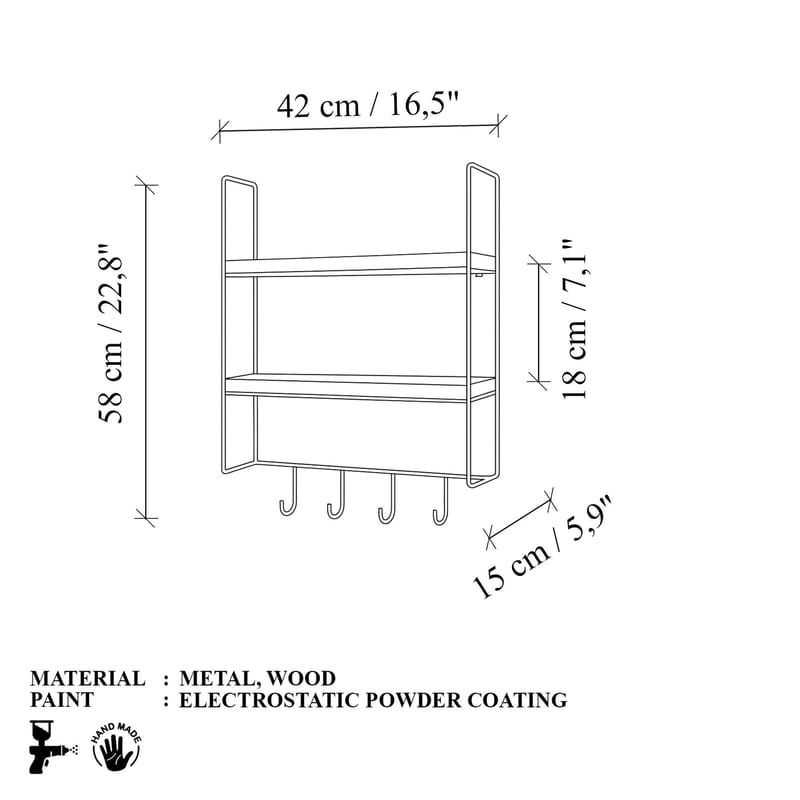Alvorn Vägghylla 58x42 cm - Guld Och Natur - Förvaring - Småförvaring - Väggförvaring