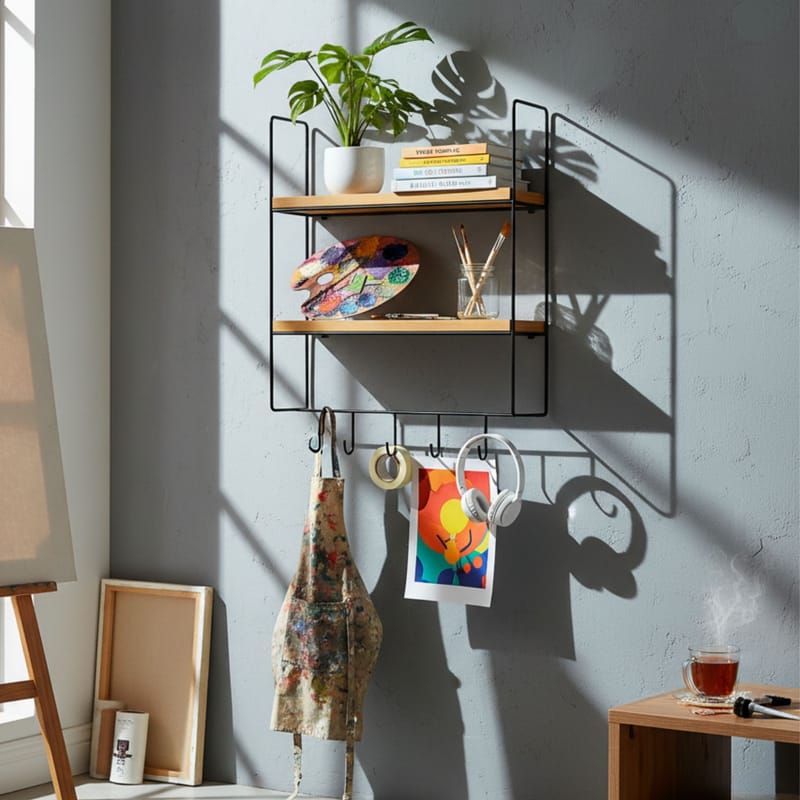 Alvorn Vägghylla 58x42 cm - Guld Och Natur - Förvaring - Småförvaring - Väggförvaring