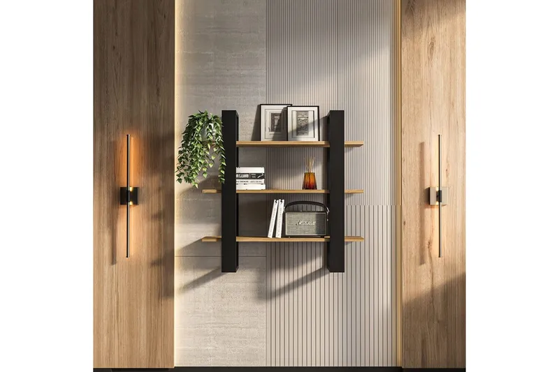 Draven Väggskiva 90x90 cm - Svart/Ek - Förvaring - Småförvaring - Väggförvaring