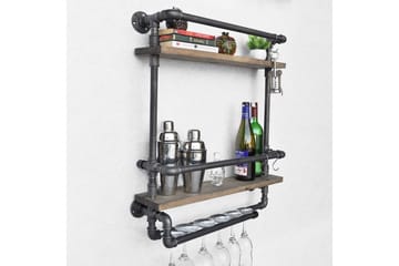 Evila Vägghylla Rör/Trä - Trä/Svart - Förvaring - Småförvaring - Väggförvaring