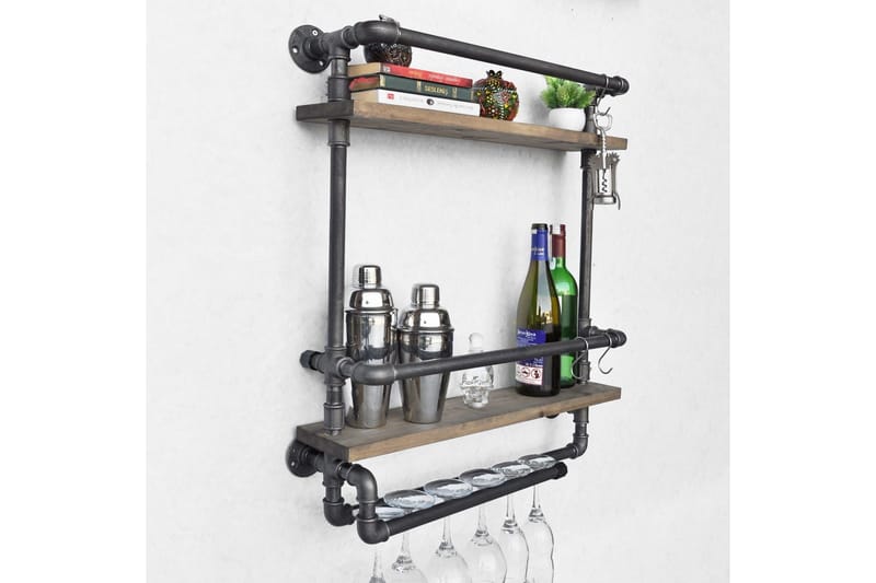 Evila Vägghylla Rör/Trä - Trä/Svart - Förvaring - Småförvaring - Väggf örvaring