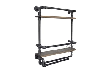 Evila Vägghylla Rör/Trä - Trä/Svart - Förvaring - Småförvaring - Väggförvaring