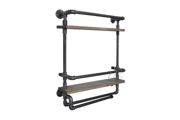 Evila Vägghylla Rör/Trä - Trä/Svart - Förvaring - Småförvaring - Väggförvaring