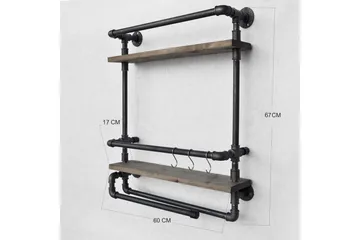 Evila Vägghylla Rör/Trä - Trä/Svart - Förvaring - Småförvaring - Väggförvaring