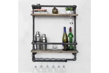 Evila Vägghylla Rör/Trä - Trä/Svart - Förvaring - Småförvaring - Väggförvaring