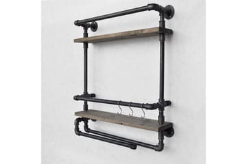 Evila Vägghylla Rör/Trä - Trä/Svart - Förvaring - Småförvaring - Väggförvaring