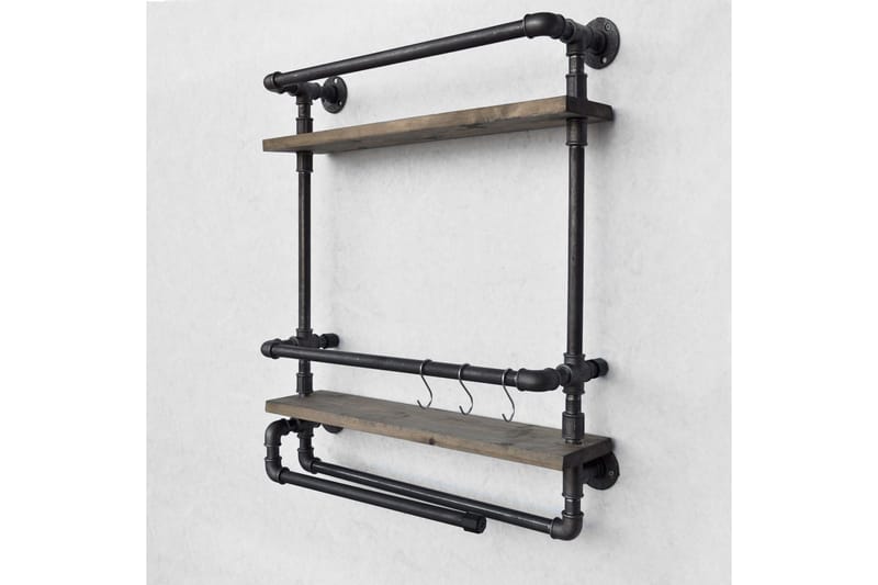 Evila Vägghylla Rör/Trä - Trä/Svart - Förvaring - Småförvaring - Väggförvaring