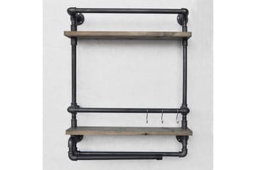 Evila Vägghylla Rör/Trä - Trä/Svart - Förvaring - Småförvaring - Väggförvaring