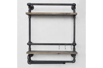 Evila Vägghylla Rör/Trä - Trä/Svart - Förvaring - Småförvaring - Väggförvaring