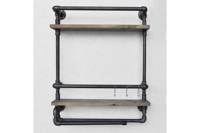 Evila Vägghylla Rör/Trä - Trä/Svart - Förvaring - Småförvaring - Väggförvaring