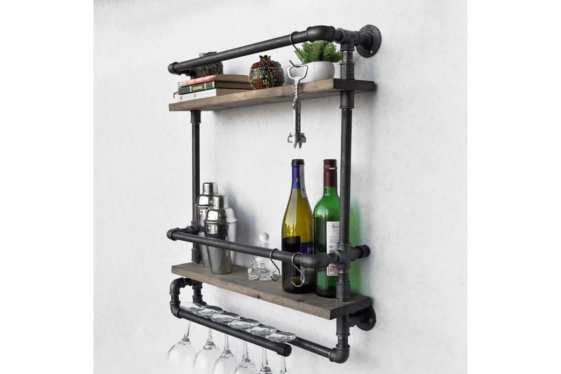 Evila Vägghylla Rör/Trä - Trä/Svart - Förvaring - Småförvaring - Väggförvaring