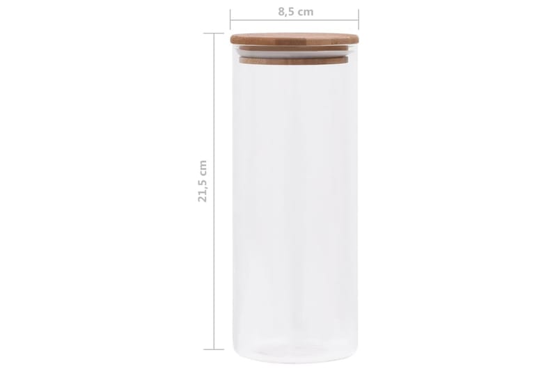 Förvaringsburkar i glas med bambulock 6 st 1000 ml - Transparent - Förvaringsburk - Småförvaring - Burkar & flaskor