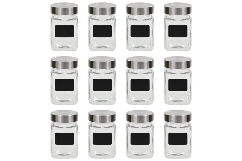Förvaringsburkar i glas med etiketter 12 st 300 ml - Transparent - Småförvaring - Förvaringsburk - Burkar & flaskor