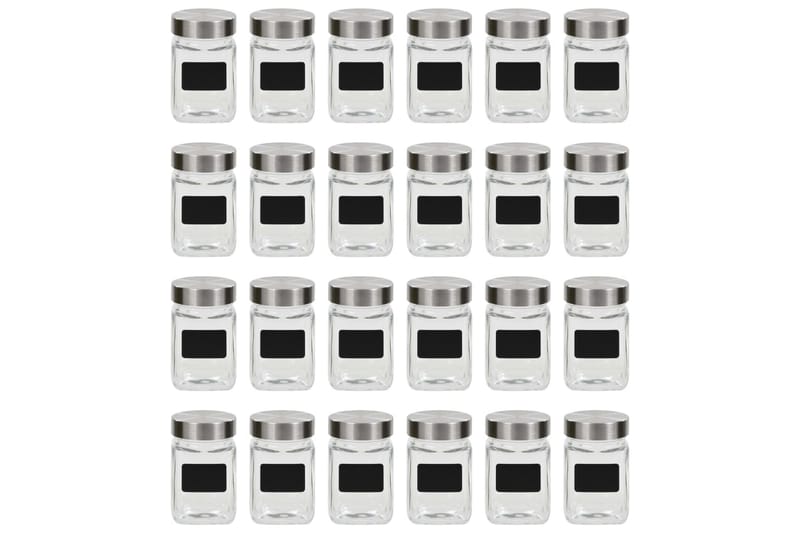 Förvaringsburkar i glas med etiketter 24 st 300 ml - Transparent - Småförvaring - Förvaringsburk - Burkar & flaskor