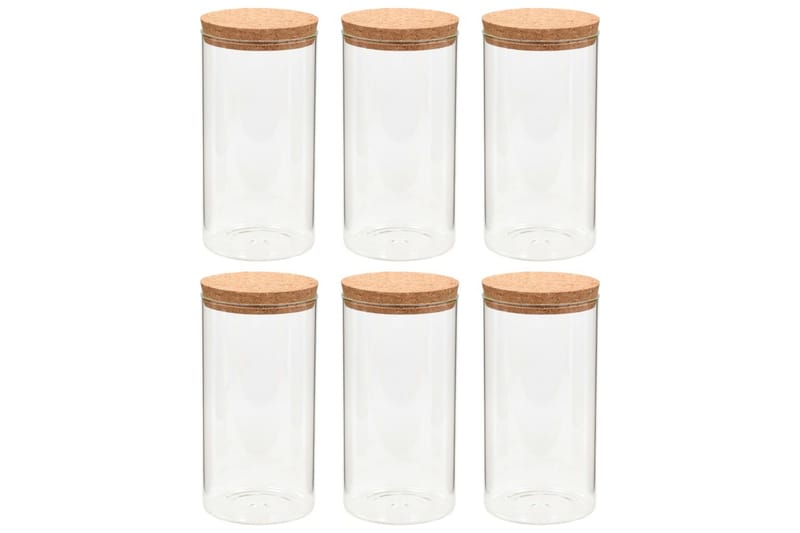 Förvaringsburkar i glas med korklock 6 st 1100 ml - Transparent - Småförvaring - Förvaringsburk - Burkar & flaskor
