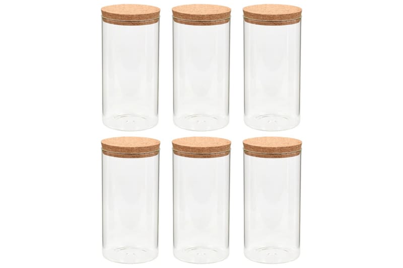Förvaringsburkar i glas med korklock 6 st 1400 ml - Transparent - Småförvaring - Förvaringsburk - Burkar & flaskor