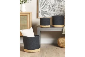 Korg Basima set om 3 Beige, svart - Beige, svart - Förvaring - Småförvaring - Förvaringskorg