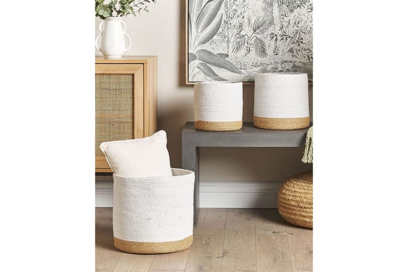 Korg Basima set om 3 Beige, vit - Beige, vit - Förvaring - Småförvaring - Förvaringskorg
