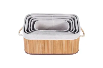 Korg Talpe set om 5 Ljus trä/vit - Ljus trä/vit - Förvaring - Småförvaring - Förvaringskorg