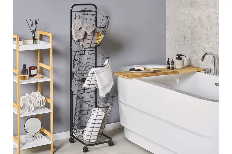 Ayapal Metallställ 37 cm 3 Korgar - Svart - Förvaring - Småförvaring - Förvaringskorg - Trådkorg