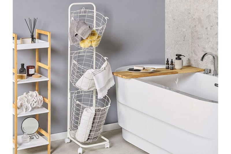 Ayapal Metallställ 37 cm 3 Korgar - Vit - Förvaring - Småförvaring - Förvaringskorg - Trådkorg