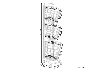 Ayapal Metallställ 37 cm 3 Korgar - Vit - Förvaring - Småförvaring - Förvaringskorg - Trådkorg