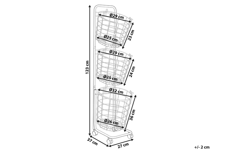 Metallställ Yamales 37 cm 3 Korgar - Svart - Förvaring - Småförvaring - Förvaringskorg - Trådkorg
