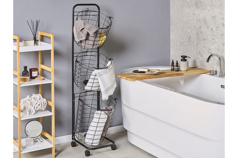 Metallställ Yamales 37 cm 3 Korgar - Svart - Förvaring - Småförvaring - Förvaringskorg - Trådkorg