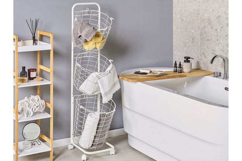 Metallställ Yamales 37 cm 3 Korgar - Vit - Förvaring - Småförvaring - Förvaringskorg - Trådkorg