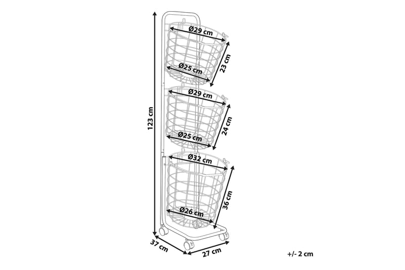 Metallställ Yamales 37 cm 3 Korgar - Vit - Förvaring - Småförvaring - Förvaringskorg - Trådkorg