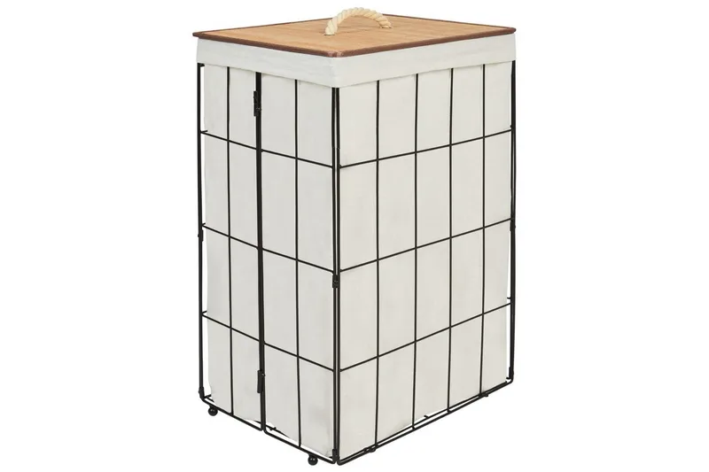 Tvättkorgar Mirissa Svart/vit/ljus trä, Svart/vit/ljus trä