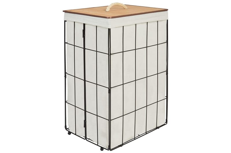 Tvättkorgar Mirissa Svart/vit/ljus trä, Svart/vit/ljus trä