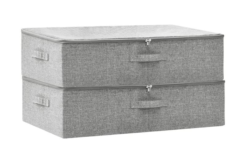 Förvaringslåda 2 st tyg 70x40x18 cm grå - Grå - Förvaringslåda