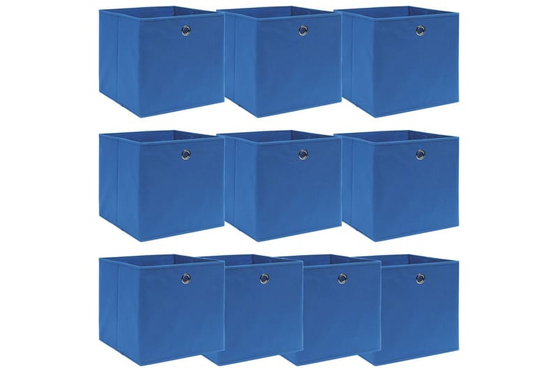 Förvaringslådor 10 st blå 32x32x32 cm tyg - Blå - Förvaringslåda